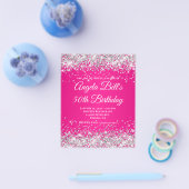 Zilver Glitter Heet Roze Ombre Fancy Monogram Flyer (Enkel)