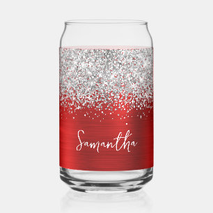 Zilver Glitter Helder Rode Glam Naam Blikvorm Glas