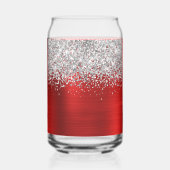 Zilver Glitter Helder Rode Glam Naam Blikvorm Glas (Achterkant)