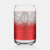 Zilver Glitter Helder Rode Glam Naam Blikvorm Glas (Rechts)