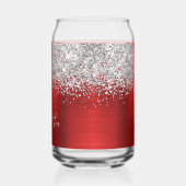 Zilver Glitter Helder Rode Glam Naam Blikvorm Glas (Links)