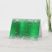 Zilver Glitter Heldergroene Folie Prettig Kerstfee Kaart (Achterkant)