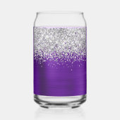 Zilver Glitter Indigo Paarse Glam Naam Blikvorm Glas (Achterkant)