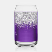 Zilver Glitter Indigo Paarse Glam Naam Blikvorm Glas (Links)