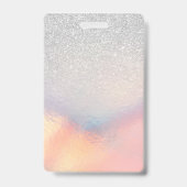 Zilver Glitter Iridescent Holografische Gradiënt Badge (Achterkant)