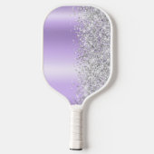 Zilver Glitter Lavendel Glans Schrift Naam Pickleball Paddle (Achterkant)