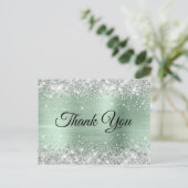 Zilver Glitter Licht Munt 75e Verjaardag Dank Je W Briefkaart (Staand voorkant)