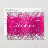 Zilver Glitter Licht Roze Folie Verjaardag Bedankt Briefkaart (Voorkant / Achterkant)