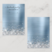 Zilver Glitter Light Blue Folie Earning Display Visitekaartje (Voorkant / Achterkant)