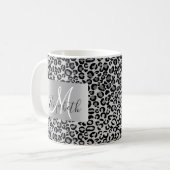 Zilver Glitter Luipaard Monogram Pret Koffiemok (Voorkant links)