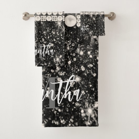 Zilver Glitter Luipaardprint Bad Handdoek (Insitu)