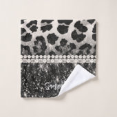 Zilver Glitter Luipaardprint Bad Handdoek (Wasdoekje)