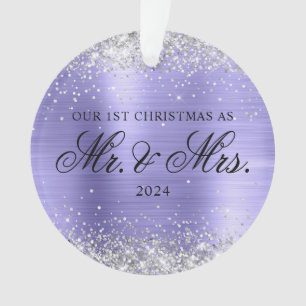 Zilver Glitter Maagdenpalm Folie Onze Eerste Kerst Ornament