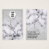 Zilver Glitter Marble Ombre Logo Earning Display Visitekaartje (Voorkant /achterkant)