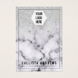 Zilver Glitter Marble Ombre Logo Earning Display Visitekaartje