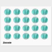 Zilver Glitter Metaal Turkoois Blanco Ronde Sticker (Vel)