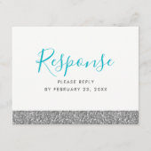 Zilver Glitter Modern Plezier RSVP Antwoord ANSICH Informatiekaartje (Voorkant)