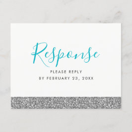 Zilver Glitter Modern Plezier RSVP Antwoord ANSICH Informatiekaartje