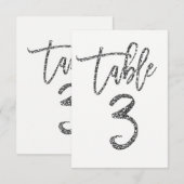 Zilver Glitter Moderne Script Tafelnummer 3 (Voorkant / Achterkant)