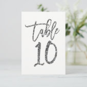 Zilver Glitter Modieus Script Tafelnummer 10 Tien (Staand voorkant)