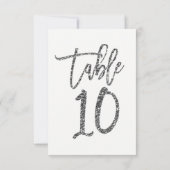 Zilver Glitter Modieus Script Tafelnummer 10 Tien (Achterkant)