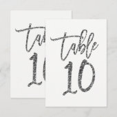 Zilver Glitter Modieus Script Tafelnummer 10 Tien (Voorkant / Achterkant)