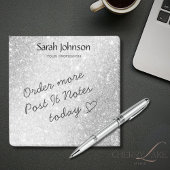 Zilver Glitter Monogram Naam Op Maat Post-it® Notes