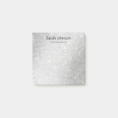Zilver Glitter Monogram Naam Op Maat Post-it® Notes (Voorkant)