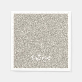 Zilver Glitter NAME Elegante Chic Oud en Nieuw ser Servet