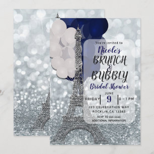 Zilver Glitter Navy Ballonnen Eiffeltoren Parijs Kaart