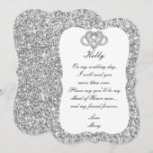 Zilver Glitter Oneindigheid Hart Bruidsmeisje Kaar Kaart (Voorkant / Achterkant)