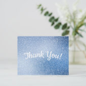 Zilver glitter op blauwe achtergrond Dank u Briefkaart (Staand voorkant)