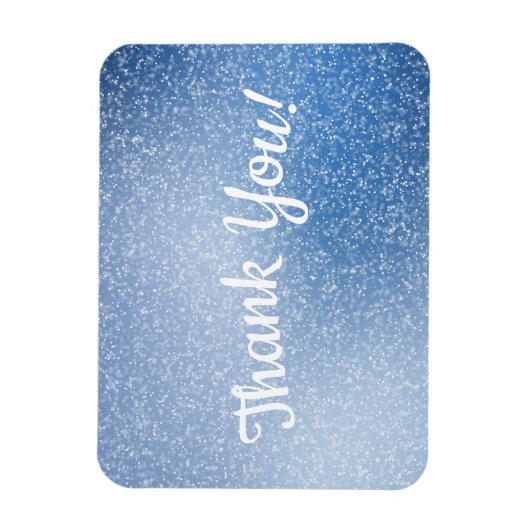 Zilver glitter op blauwe achtergrond Dank u Magneet (Verticaal)