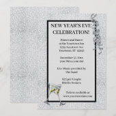Zilver Glitter Oud en Nieuw Feest Kaart (Voorkant / Achterkant)