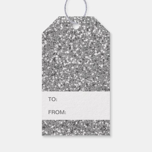 Zilver Glitter Pattern-achtige look-like Cadeaulabel (Achterkant)