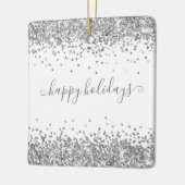 Zilver Glitter Prettige feestdagen Sparkle en Shin Keramisch Ornament (Links)
