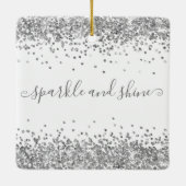 Zilver Glitter Prettige feestdagen Sparkle en Shin Keramisch Ornament (Achterkant)