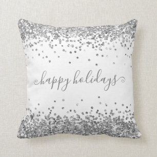 Zilver Glitter Prettige feestdagen Sparkle en Shin Kussen