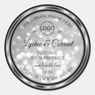 Zilver Glitter Product Label Sparkle Diamonds Logo