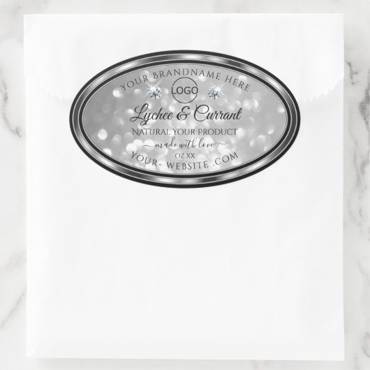 Zilver Glitter Product Label Sparkle Diamonds Logo (Tas)