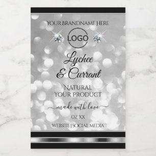 Zilver Glitter Product Label Sparkle Diamonds Logo Voedselcontainer Etiket