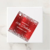 Zilver Glitter Rode Folie 80ste Verjaardag Bedankjes Labels (In situ)