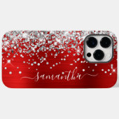 Zilver Glitter Rode Folie Moderne Vrouwelijke Hand Case-Mate iPhone Case (Achterkant (horizontaal))