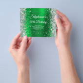 Zilver Glitter Rode Folie Monogram 50e Verjaardag Flyer (Hand)
