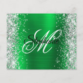 Zilver Glitter Rode Folie Monogram 50e Verjaardag Flyer (Achterkant)