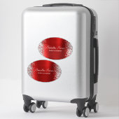 Zilver Glitter Rode Folie Naam Titel Naam Sticker (Koffer)