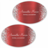 Zilver Glitter Rode Folie Naam Titel Naam Sticker (Voorkant)