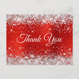 Zilver Glitter Rood Folie 21e Verjaardag Bedankt Briefkaart