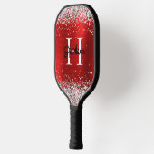 Zilver Glitter Rood Folie Monogram Pickleball Paddle (Links)