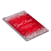 Zilver Glitter Rood Glam Gradiënt Afstudeer Gast Notitieboek (Rechterzijde)